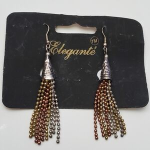 Elegante' Chain Tassel Pierced Earrings**Copper/Gold/Silver Colors